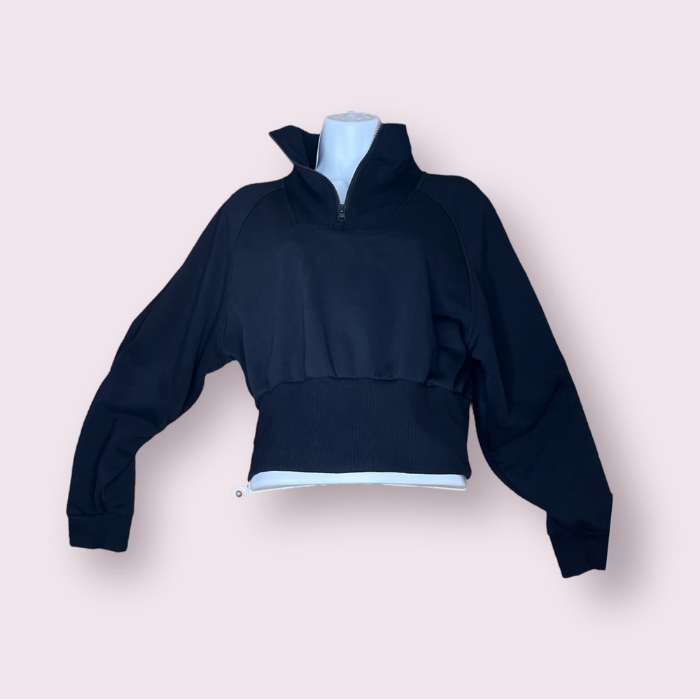 BALEAF Women's Half Zip Cropped Sweatshirt High Neck Sleevesves Size Large